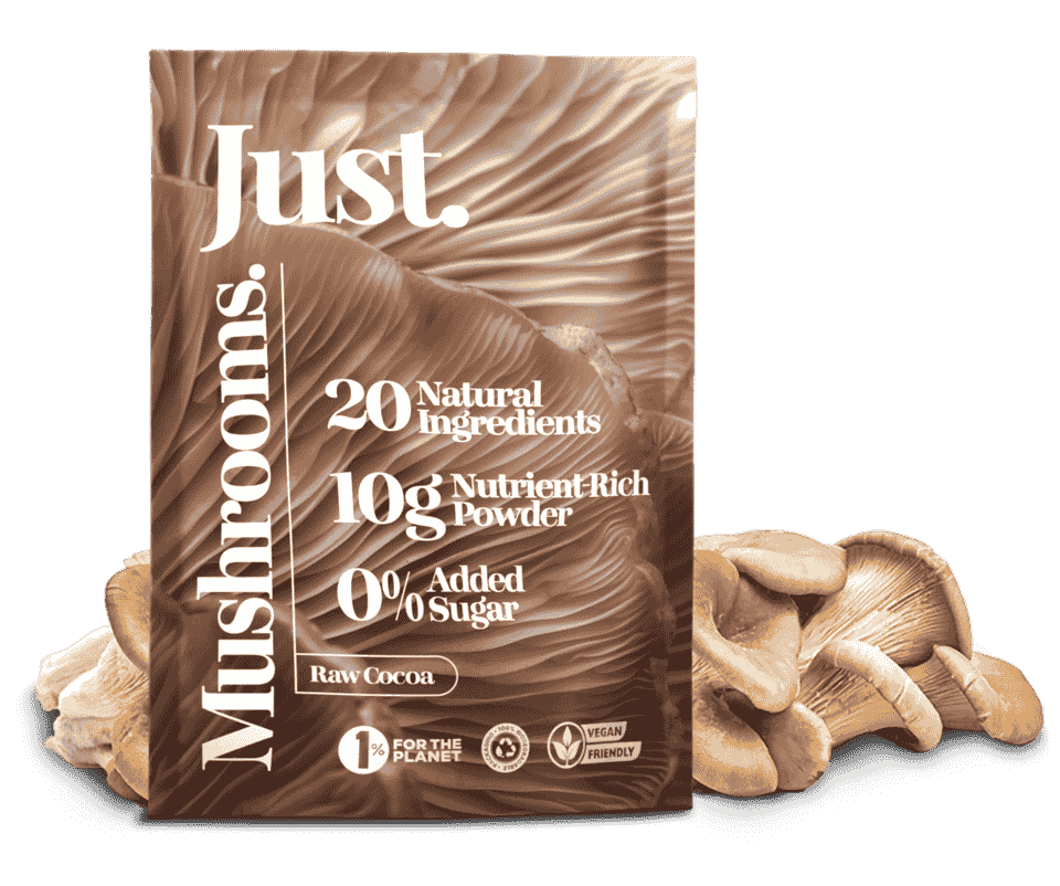 JUST Mushroom Powder - 300g, Hot Chocolate Blend With Lion's Mane, Chaga, Cordyceps, Focus Supplement and Immunity Booster